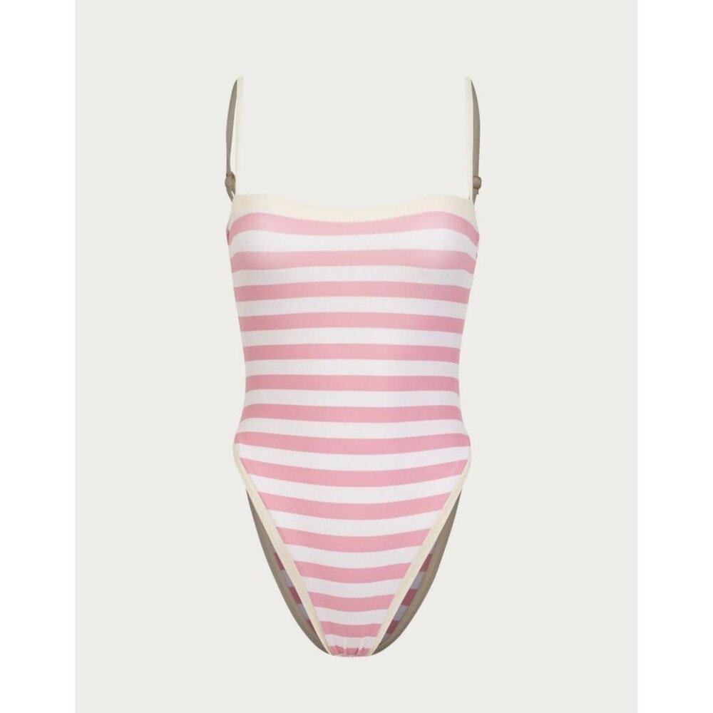 Striped Pink & White One-Piece Swimsuit